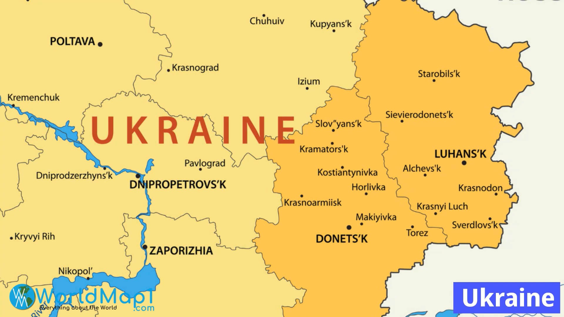 Ukraine and Donbas Region Border Map